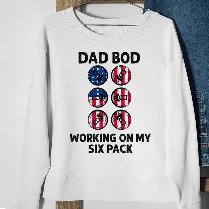 Dad Bod Working On My Six Pack Funny Beer Flag 4Th Of July Sweatshirt Gifts for Old Women