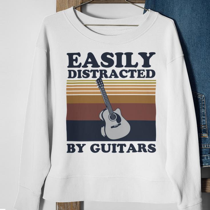 Easily Distracted By Guitars Quote For A Guitar Player Racerback Sweatshirt Gifts for Old Women