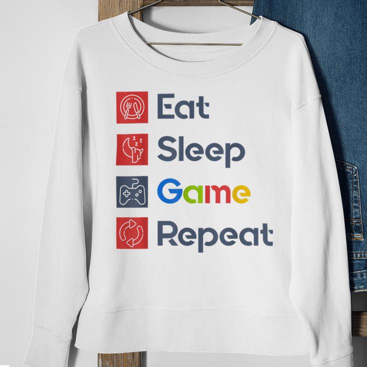 Eat Sleep Game Repeat Sweatshirt Gifts for Old Women