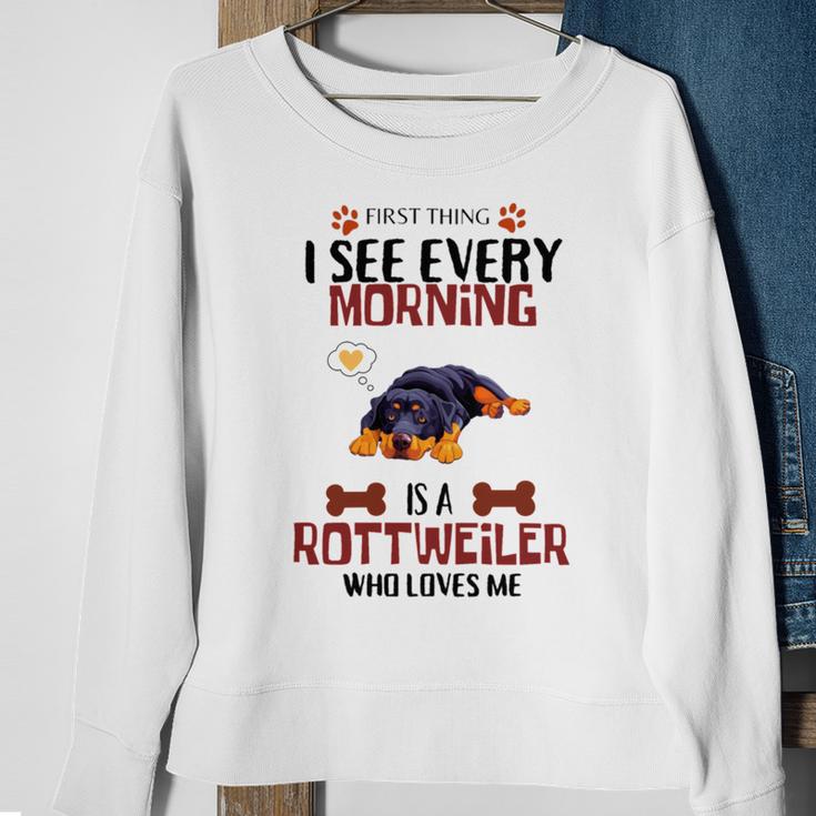 First Thing See Every Morning Is A Rottweiler Who Loves Me Sweatshirt Gifts for Old Women