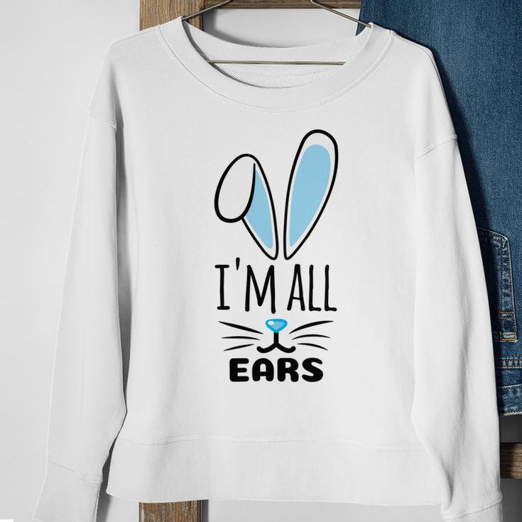 Funny Cute Pastel Blue Bunny Im All Ears Rabbit Happy Easter Day Gift For Girls Women Mom Mommy Family Birthday Holiday Christmas Sweatshirt Gifts for Old Women