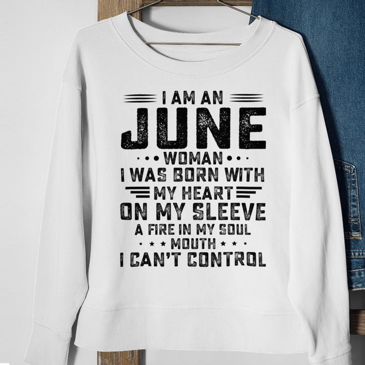 I Am An June Woman I Was Born With My Heart On My Sleeve V2 Sweatshirt Gifts for Old Women