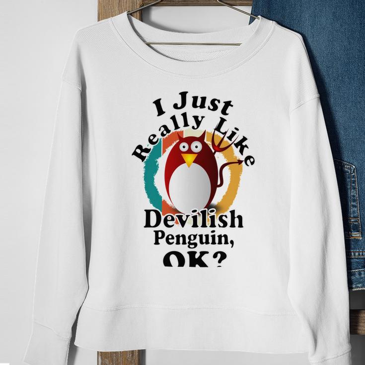 I Really Like Devilish Penguin Ok Sweatshirt Gifts for Old Women