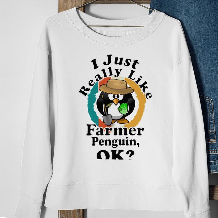 I Really Like Farmer Penguin Ok Sweatshirt Gifts for Old Women