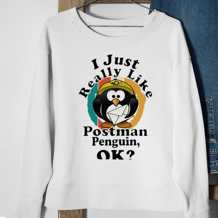 I Really Like Postman Penguin Ok Sweatshirt Gifts for Old Women