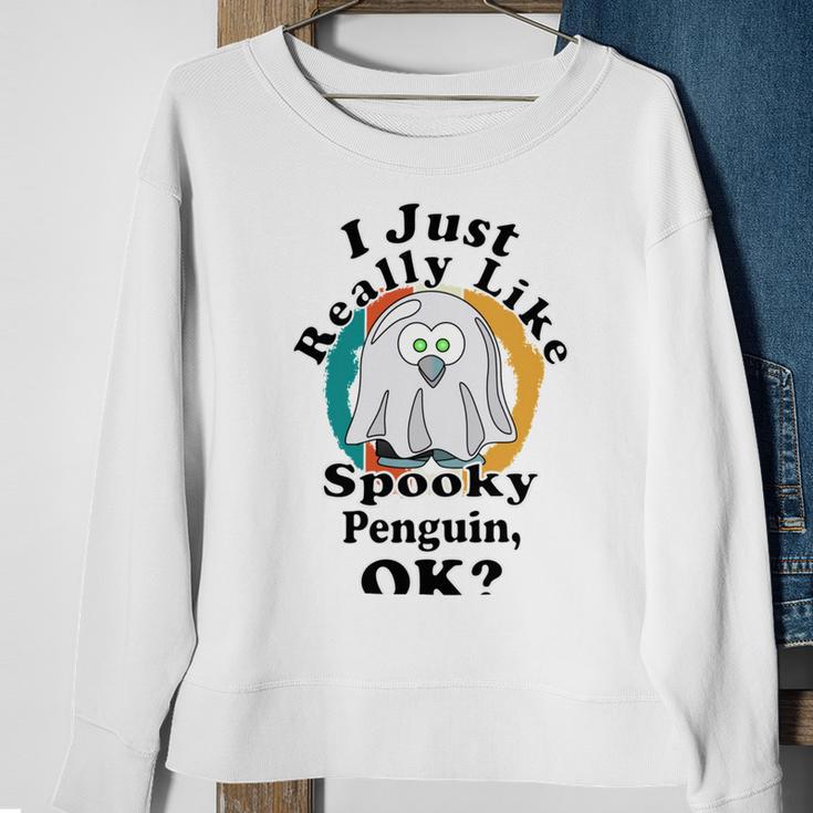 I Really Like Spooky Penguin Ok Sweatshirt Gifts for Old Women