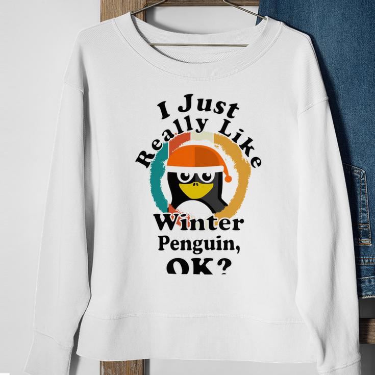 I Really Like Winter Penguin Ok Sweatshirt Gifts for Old Women