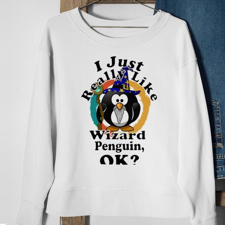 I Really Like Wizard Penguin Ok Sweatshirt Gifts for Old Women