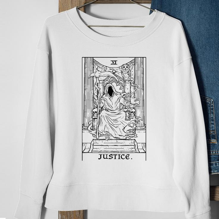 Justice Tarot Card Grim Reaper Halloween Horror Occult Goth Sweatshirt Gifts for Old Women