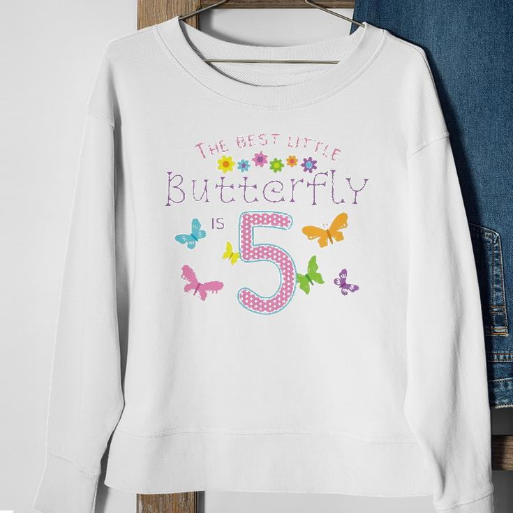 Kids 5Th Fifth Birthday Party Cake Little Butterfly Flower Fairy Sweatshirt Gifts for Old Women