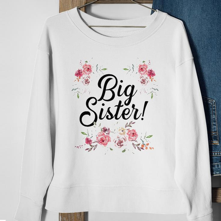 Kids Cute Big Sister Floral Design Toddler Girl Sweatshirt Gifts for Old Women