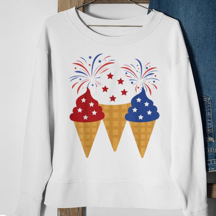 Memorial Day 4Th Of July Holiday Patriotic Ice Cream Sweatshirt Gifts for Old Women