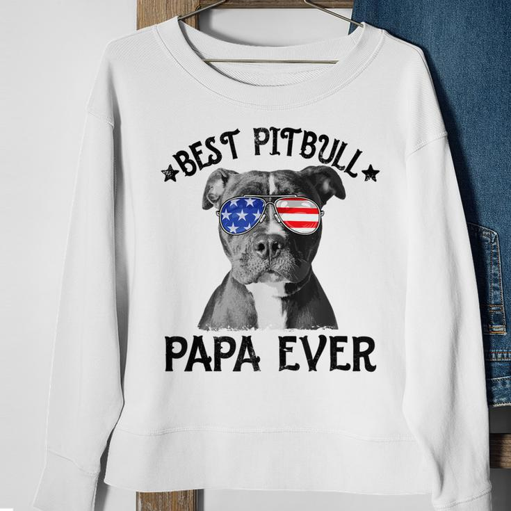 Mens Best Pitbull Papa Ever Dog Dad American Flag 4Th Of July Sweatshirt Gifts for Old Women
