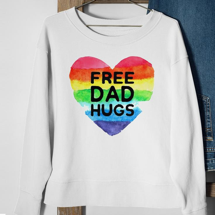 Mens Free Dad Hugs Rainbow Heart Flag Gay Lgbt Pride Month Sweatshirt Gifts for Old Women