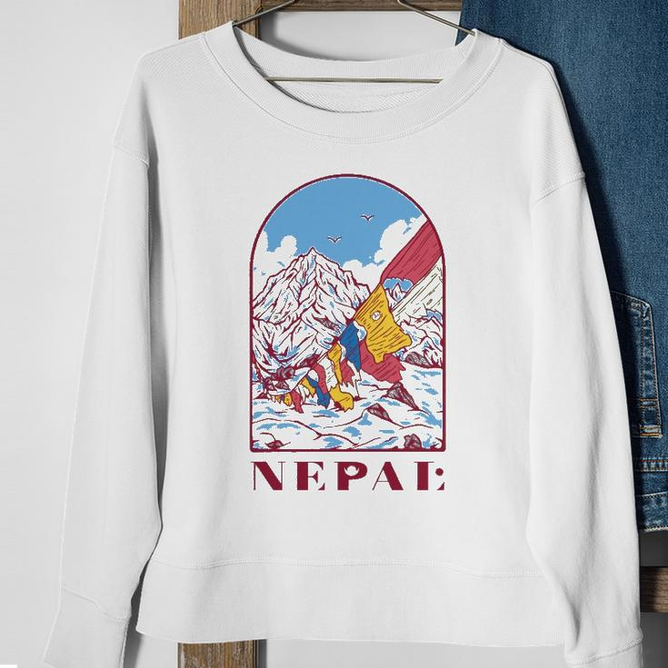 Nepal Himalayan Mountain Prayer Flags Sweatshirt Gifts for Old Women