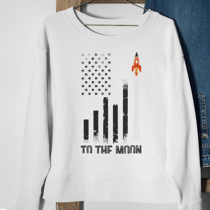 Official To The Moon Distressed Us Flag Stock Market Amc Gme Investor Cryptocurrency Investor Funny Sweatshirt Gifts for Old Women