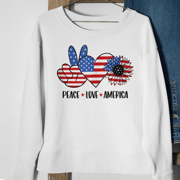 Patriotic 4Th Of July Peace Love America Sweatshirt Gifts for Old Women