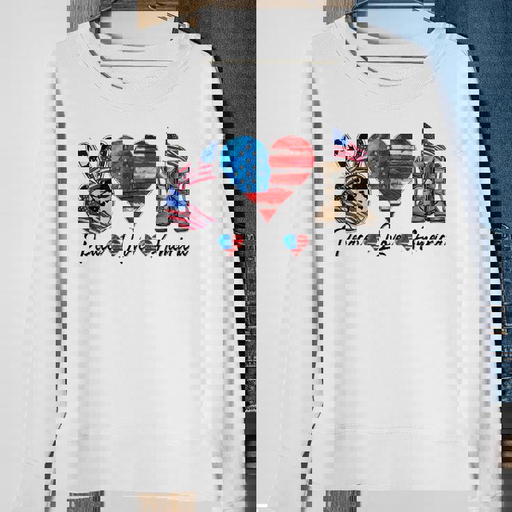 Peace Love America Vintage 4Th Of July Western America Flag Sweatshirt Gifts for Old Women