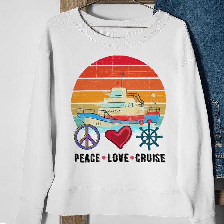 Peace Love Cruising Family Cruise Vacation Matching Gift Sweatshirt Gifts for Old Women