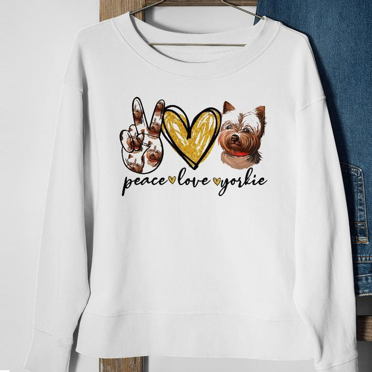 Peace Love Yorkie Dog Lovers Yorkshire Terrier Dad Mom Gift Sweatshirt Gifts for Old Women