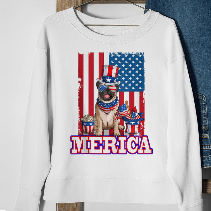 Pug Dad Mom 4Th Of July American Flag Merica Dog Sweatshirt Gifts for Old Women