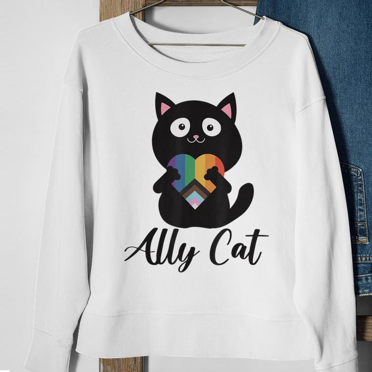Rainbow Ally Cat Lgbt Gay Pride Flag Heart Men Women Kids Sweatshirt Gifts for Old Women