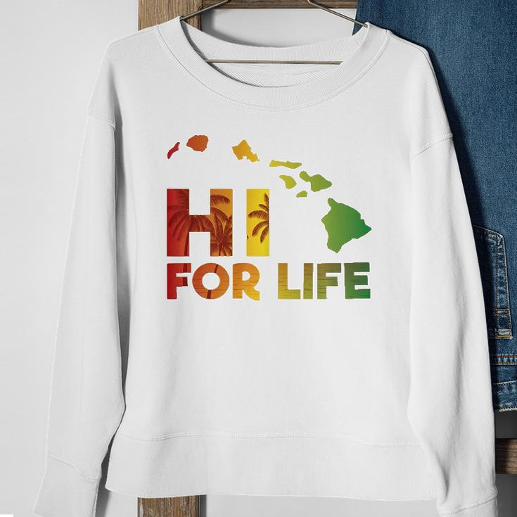Rasta Colored Hi For Life Hawaii Palm Tree Tee Sweatshirt Gifts for Old Women