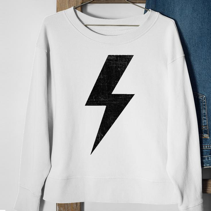 Retro Distressed Bolt Lightning Black Design Power Symbol Sweatshirt Gifts for Old Women