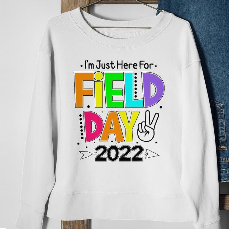 School Field Day Teacher Im Just Here For Field Day 2022 Peace Sign Sweatshirt Gifts for Old Women