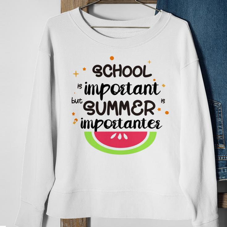 School Is Important But Summer Is Importanter Watermelon Design Sweatshirt Gifts for Old Women