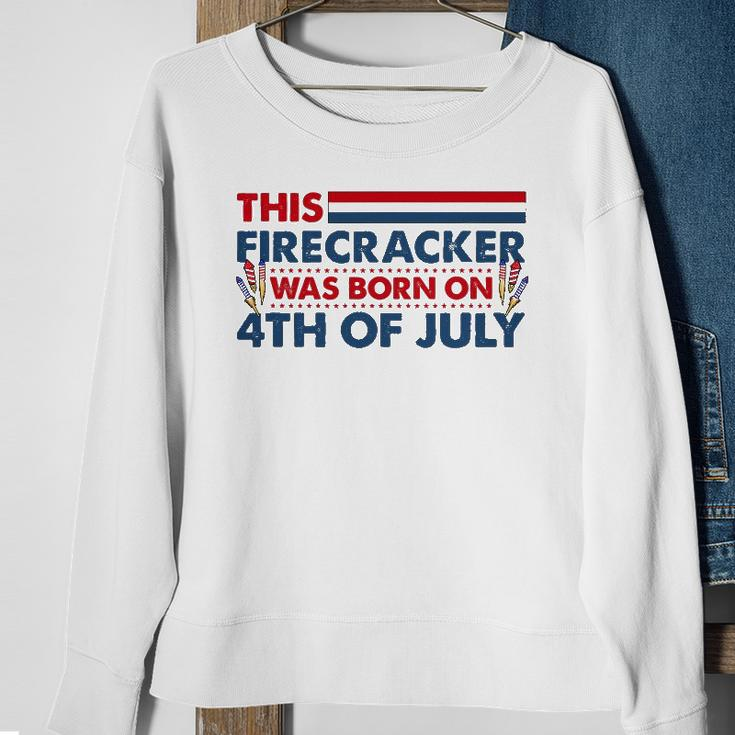 This Firecracker Was Born On 4Th Of July Patriotic Birthday Sweatshirt Gifts for Old Women