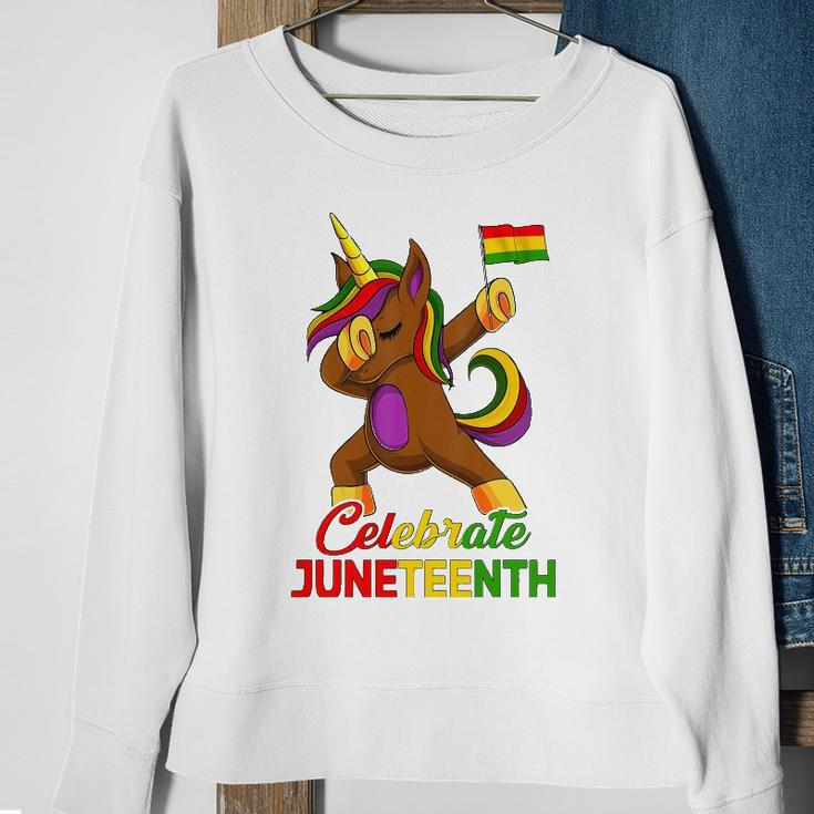 Unicorn Dabbing Juneteenth Celebrate Black Women Girls Kids Sweatshirt Gifts for Old Women