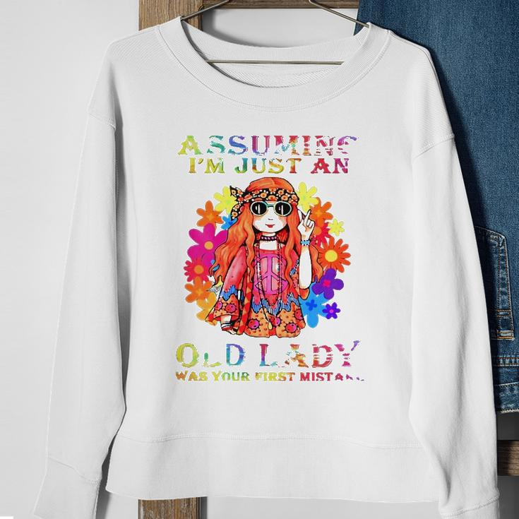 Womens Assuming Im Just An Old Lady Hippie Sweatshirt Gifts for Old Women