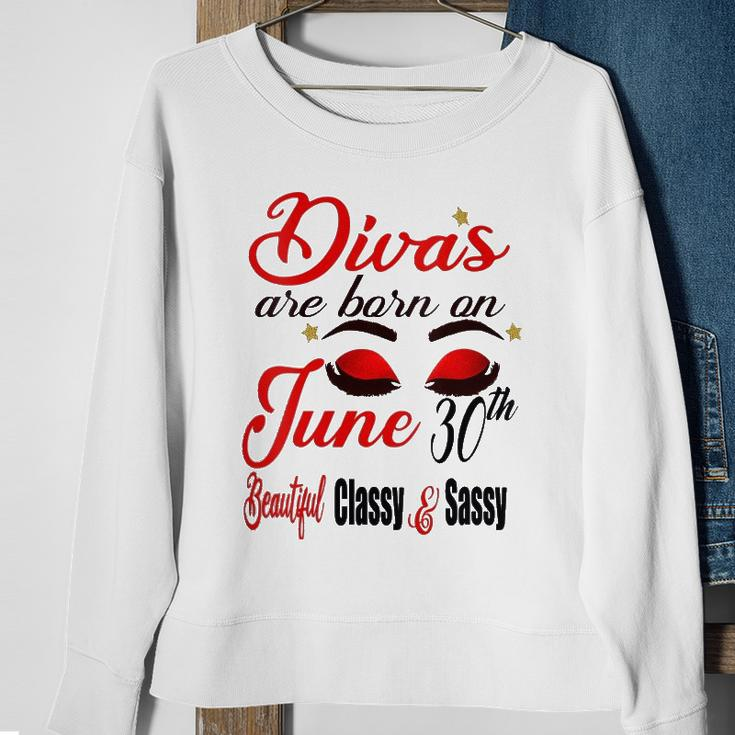 Womens Divas Are Born On June 30Th Cancer Girl Astrology June Queen V Neck Sweatshirt Gifts for Old Women