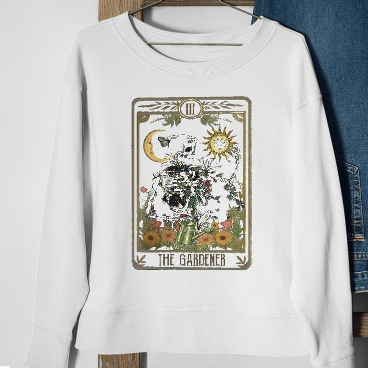 Womens Floral Skeleton Gardening Tarot The Gardener Plant Lovers Sweatshirt Gifts for Old Women