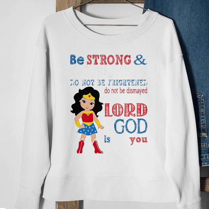 Womens Superhero Christian Be Strong And Courageous Joshua 19 Gift Sweatshirt Gifts for Old Women