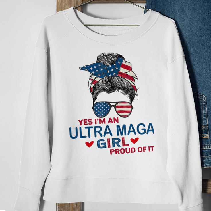 Yes Im An Ultra Maga Girl Proud Of It Usa Flag Messy Sweatshirt Gifts for Old Women