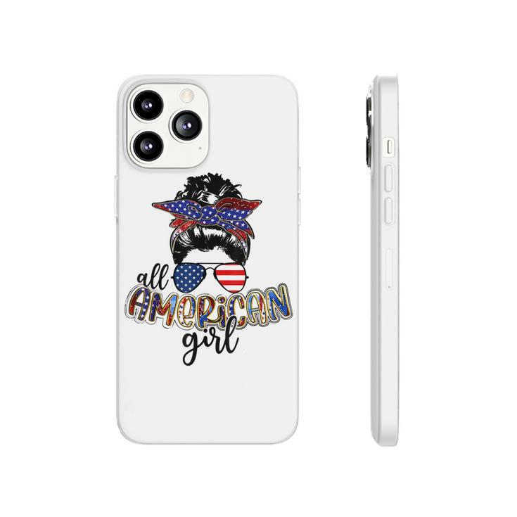 All American Girl Messy Bun Usa Flag Patriotic 4Th Of July  Phonecase iPhone