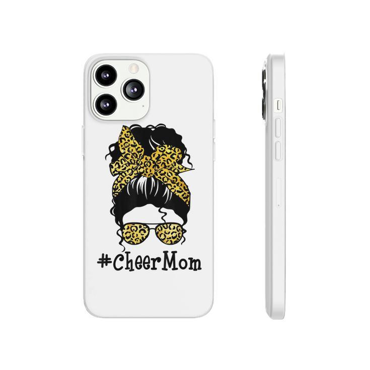 Cheer Mom Leopard Messy Bun Cheerleader Funny Mothers Day  V2 Phonecase iPhone