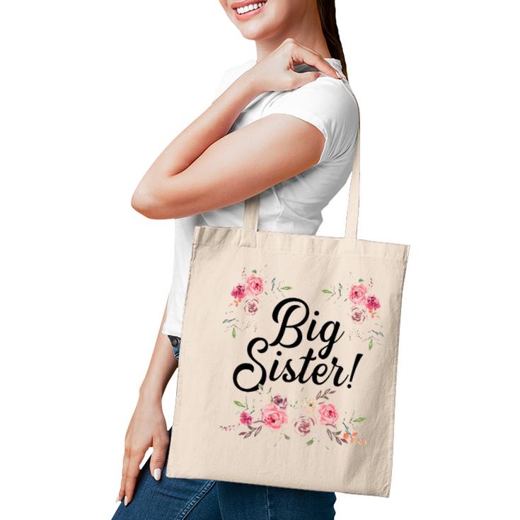 Kids Cute Big Sister Floral Design Toddler Girl Tote Bag