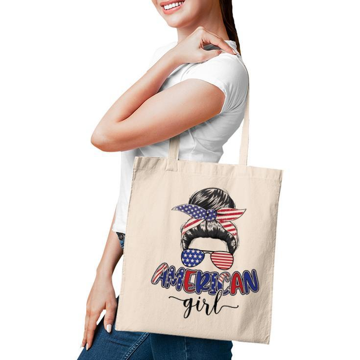 American Girl Messy Bun 4Th Of July Mom Usa Women Tote Bag