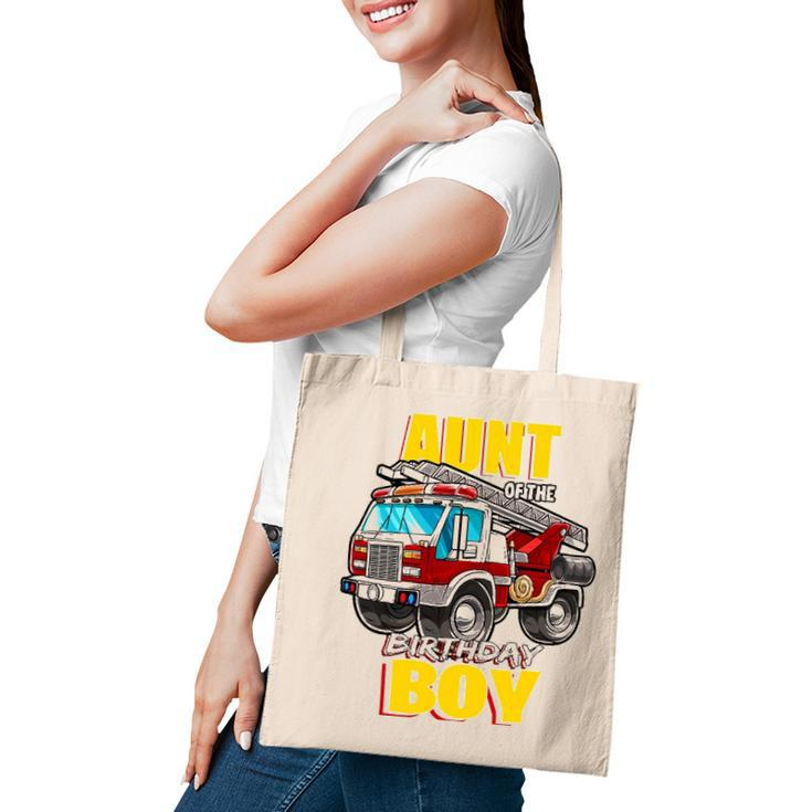Aunt Of The Birthday Boy Matching Family Fireman Firetruck Tote Bag