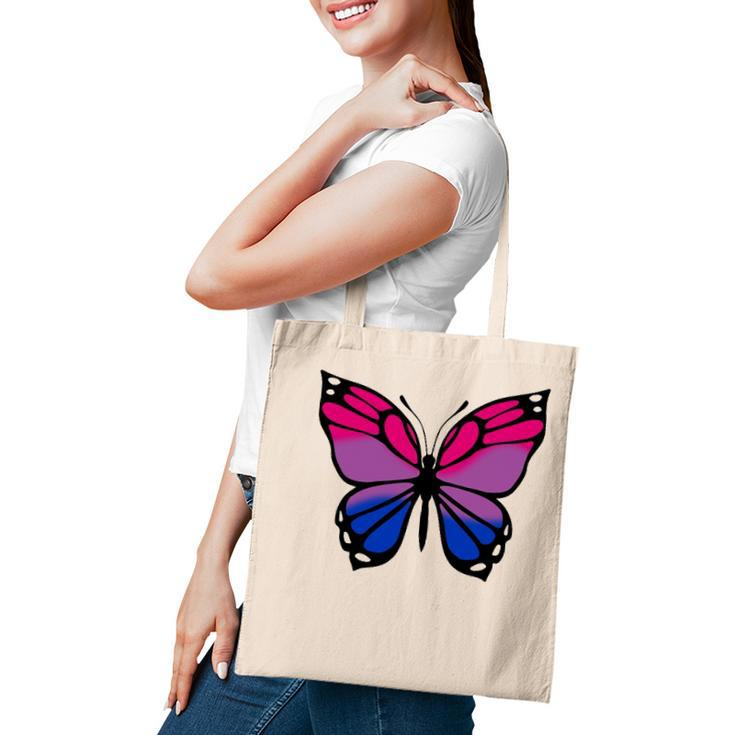 Butterfly With Colors Of The Bisexual Pride Flag Tote Bag