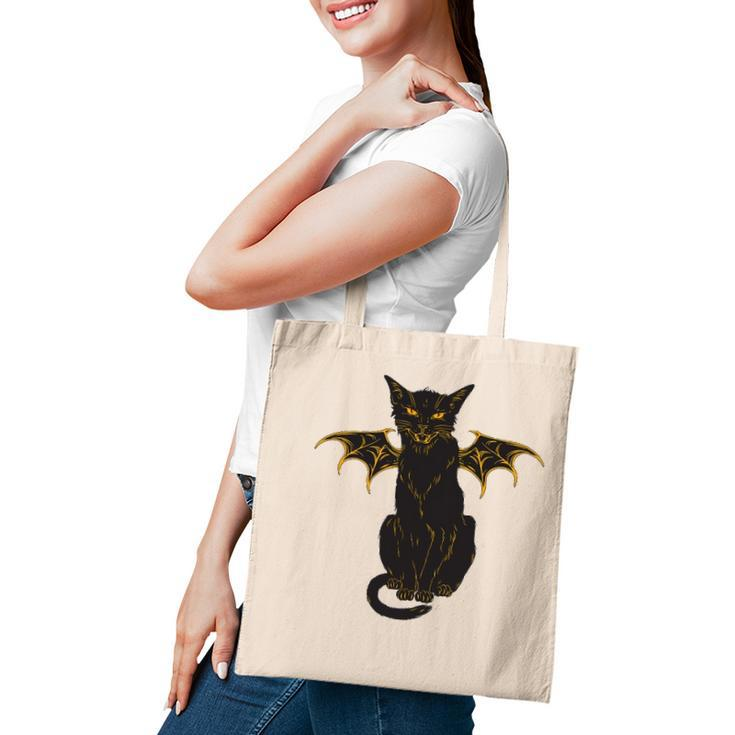 Halloween Black Cat With Wings Men Women Boy Girl Kids Gift Tote Bag