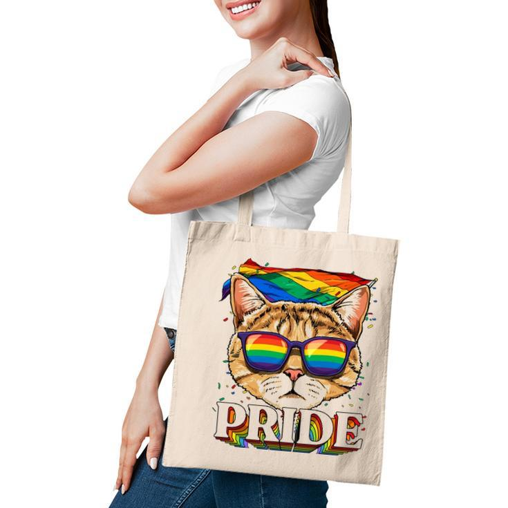 Lgbt Cat Gay Pride Lgbtq Rainbow Flag Sunglasses Tote Bag