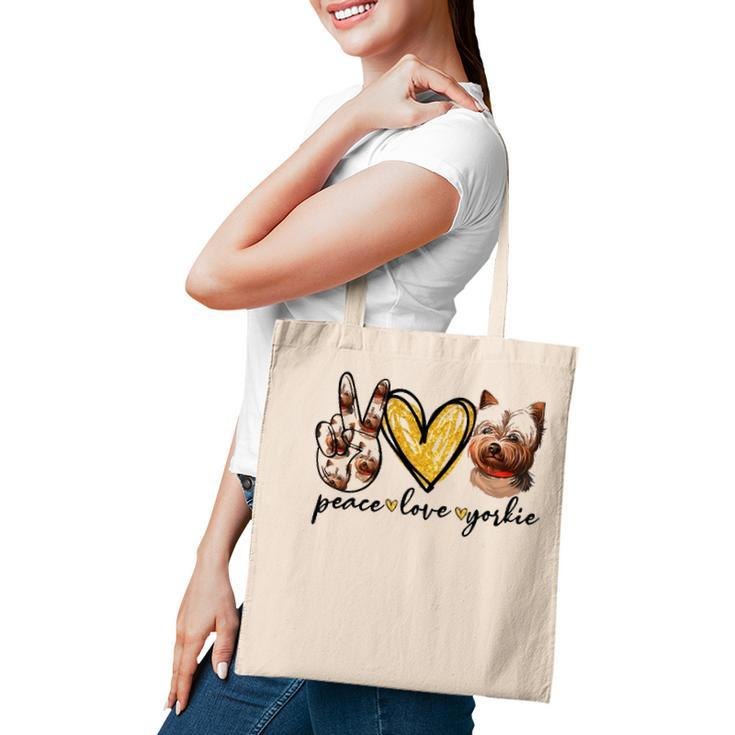 Peace Love Yorkie Dog Lovers Yorkshire Terrier Dad Mom Gift Tote Bag