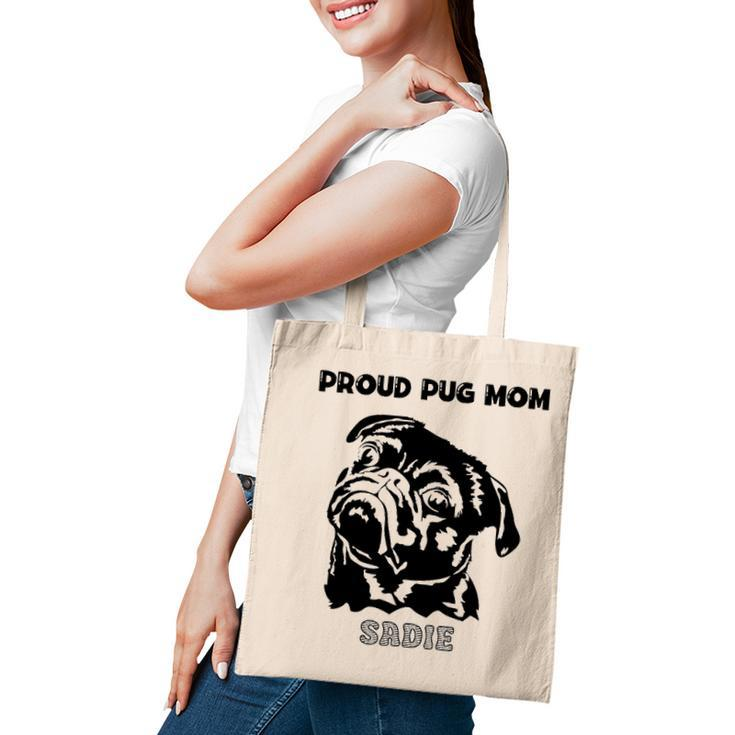 Proud Pug Mom With Pug Portrait Tote Bag