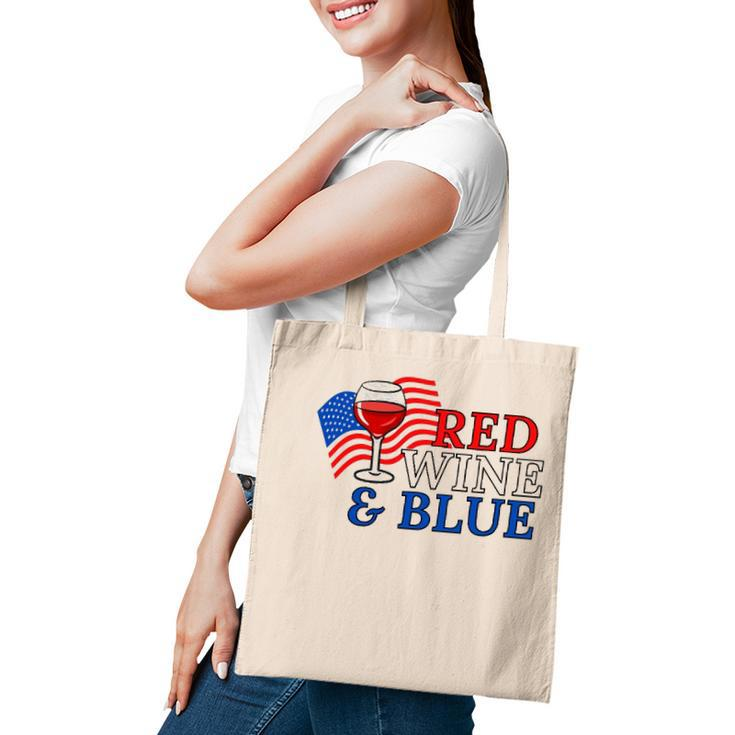 Red Wine & Blue Us Flag 4Th Of July Tote Bag