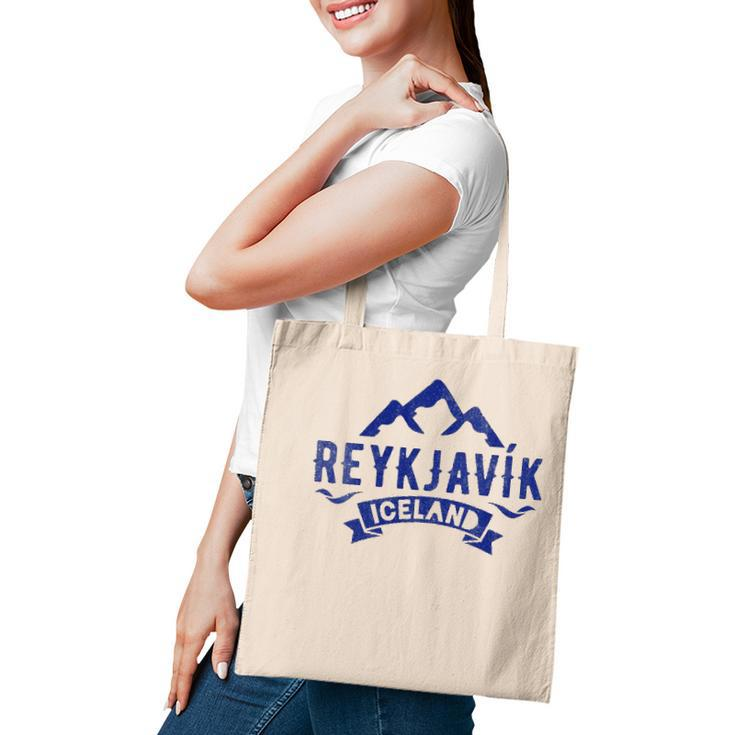 Womens Vintage Reykjavik Iceland With Glaciers Tote Bag