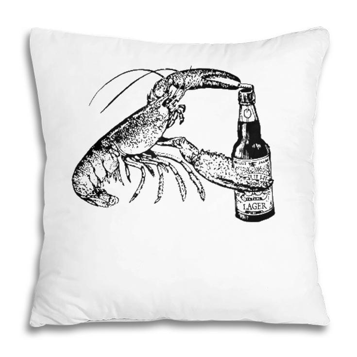 Beer Drinking Lobster Funny Craft Beer Gift  Pillow